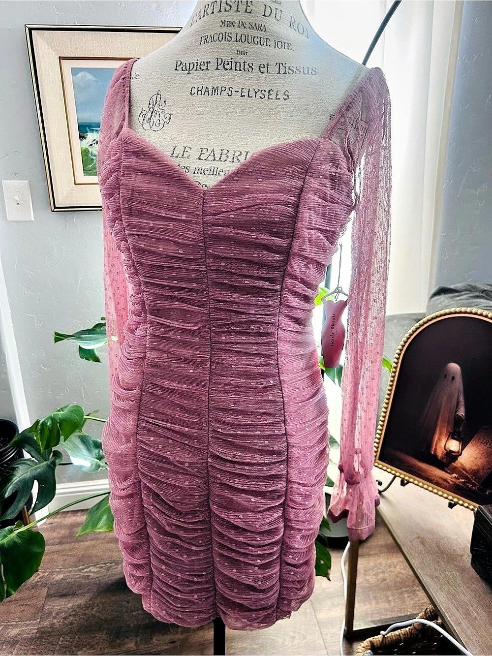 Haut le Monde Ruched Pink Mini Dress